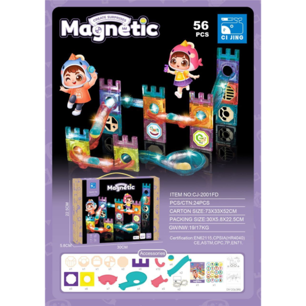 MAGNETIC TILES BUILDING BLOCKS PLAY SET FOR KIDS | 56PCS