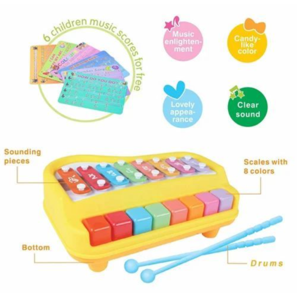 2 in 1 Piano Xylophond for Kids Educational Musical Instrument Toyset For Babies