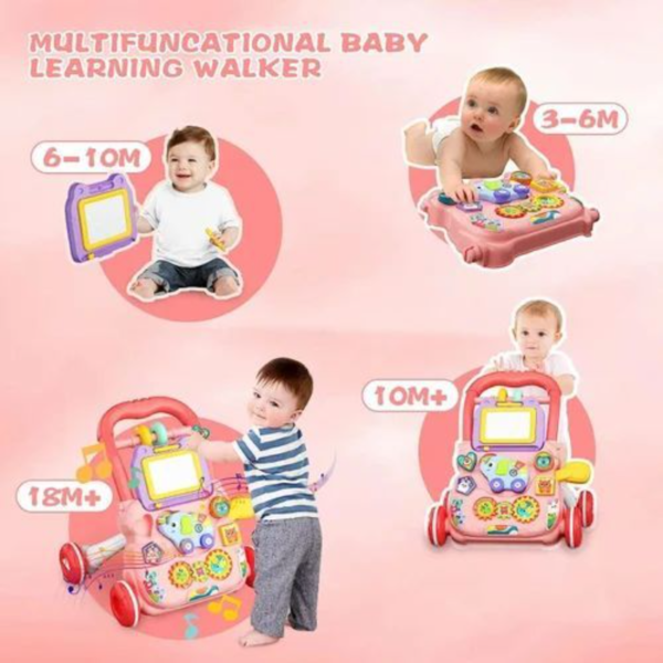 Baby Walker Early Educational Learning Walking Pushing Wheel Activity Musical Drag Car Toy For Infants