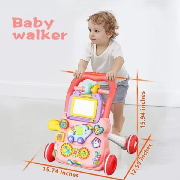 Baby Walker Early Educational Learning Walking Pushing Wheel Activity Musical Drag Car Toy For Infants