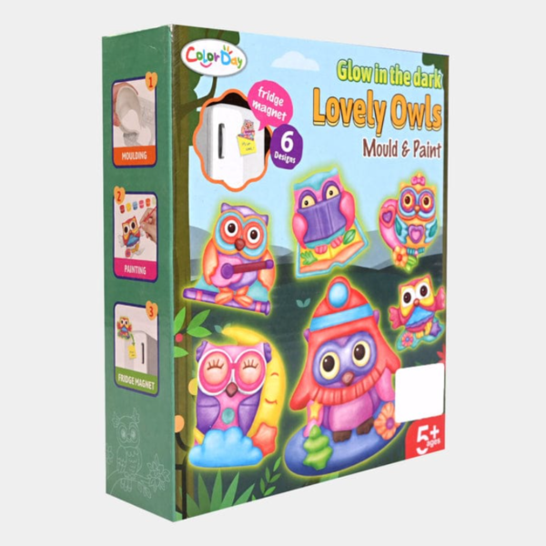 GLOW IN THE DARK LOVELY OWLS MOULD & PAINT PLAY SET FOR KIDS