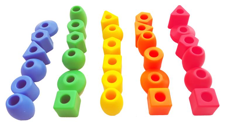 Geometrical Jumbo Size Lacing Beads for Kids – Montessori Wooden Threading Toy with Shapes, Colors & Strings | Educational Activity for Fine Motor Skills, Hand-Eye Coordination & Early Learning